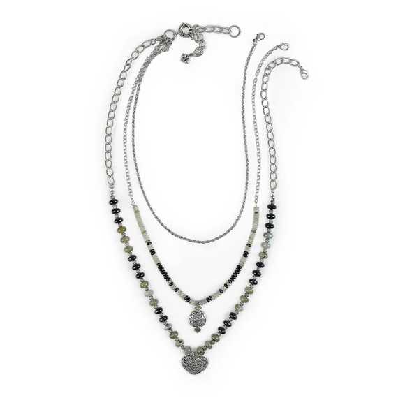 Patricia Nash Silver Tone 3 Piece Tiger's Eye Green And Black Modular Necklace - Picture 4 of 12